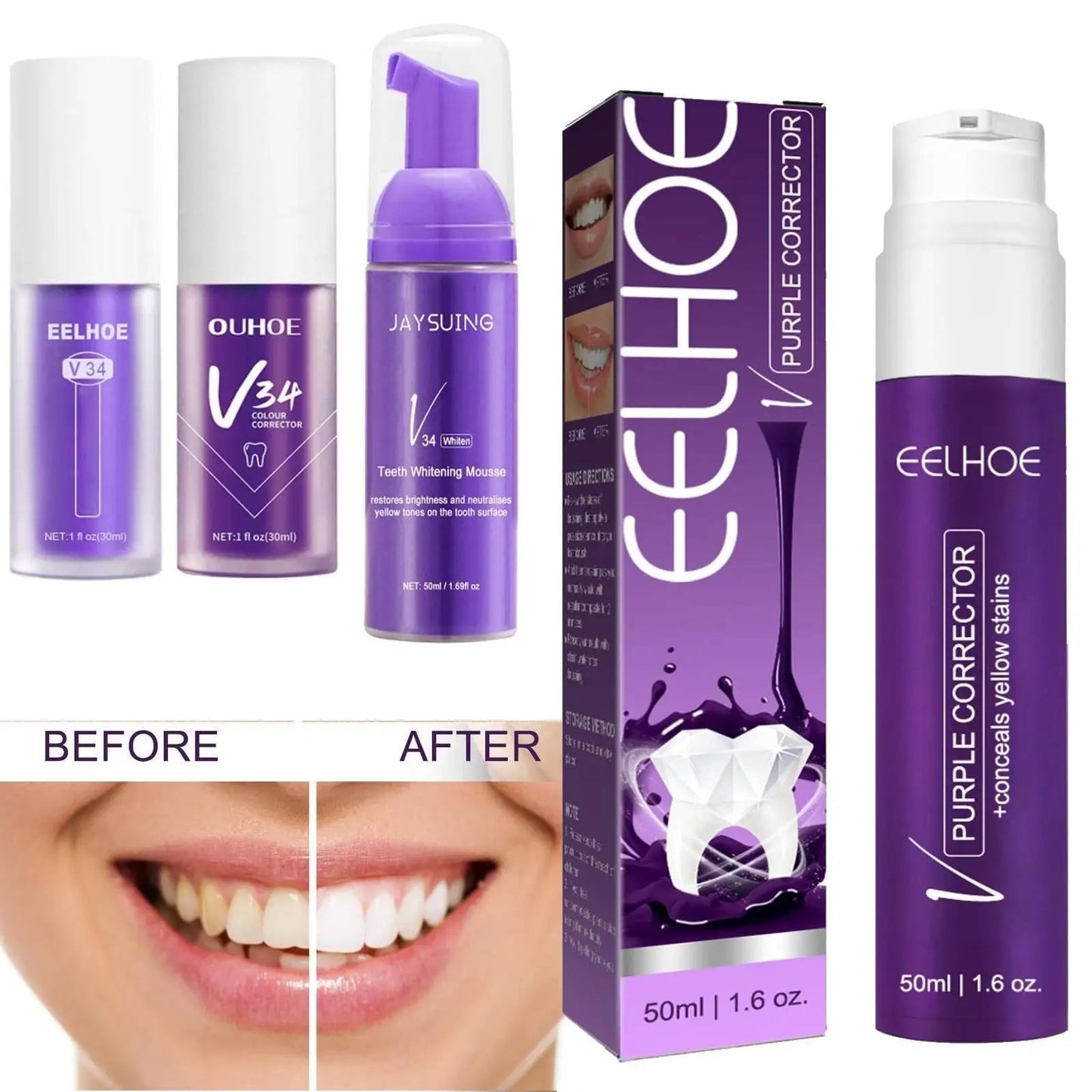 EELHOE PURPLE WHITENING TOOTHPASTE  معجون أسنان تبييض أرجواني من إيلهو