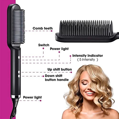 Electric Hair Straightener Comb for Black Hair  مشط كهربائي لفرد الشعر للشعر الأسود